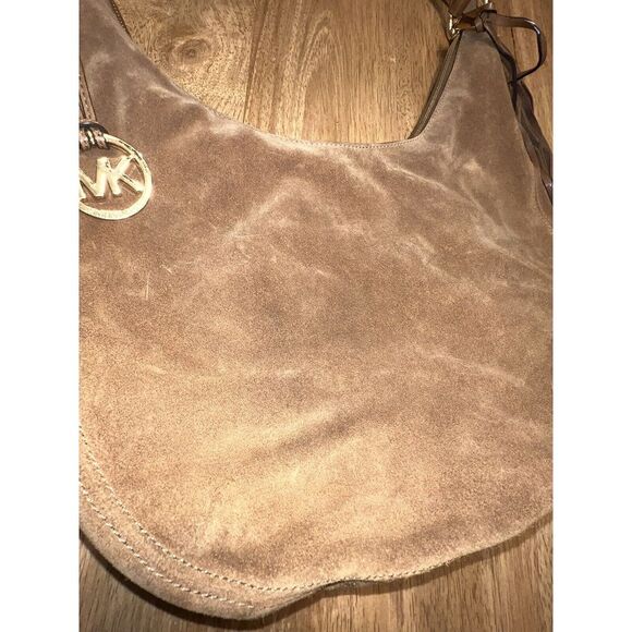 Michael Kors Suede Handbag Brown western Fringe Hobo Shoulder Boho Purse - Picture 7 of 16